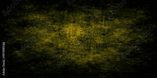 Abstract a textured wall in shades of yellow and black. The scene evokes a sense of age and depth. The textures create an intriguing surface for a backdrop.