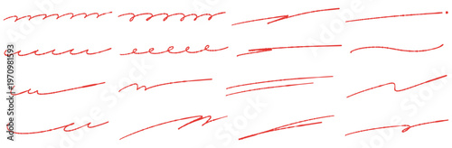 赤ペンで描いた手書きのアンダーラインセット 強調や見出しに便利な横長の罫線素材