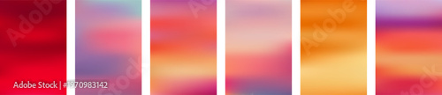 Abstract gradient collection featuring violet, purple, and red tones. Soft background textures with sunset-inspired color transitions. Ideal for posters, banners, and design projects.