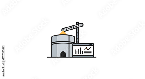 Industrial construction site with crane.