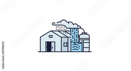 Industrial factory with smoke emission.