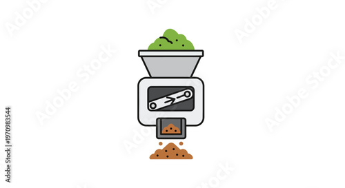 Industrial grinder machine processing material.