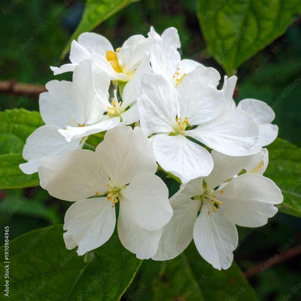 Fototapeta premium Delicate White Flowers Blooming in Springtime Garden.