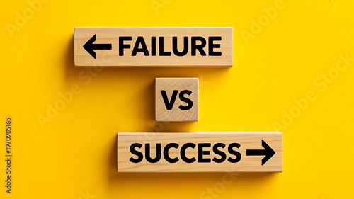 Failure vs success direction sign choice decision motivation and business strategy concept