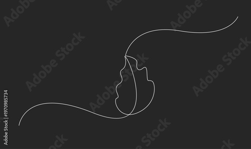 Minimalist Continuous Line Art Drawing of an Oak Leaf on a Dark Background