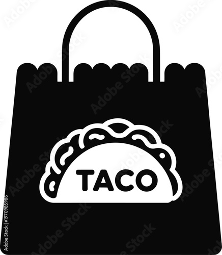 Shopping bag icon with taco graphic and handle