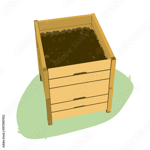 bois, entreposage, composteur, recyclage, vecteur, écologique, écologie, composteur