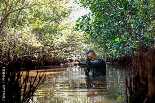 Special Forces Soldier in Jungle with Smoke, Tactical Military Operation