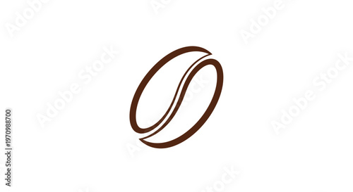 Stylized brown outline coffee bean icon on white background