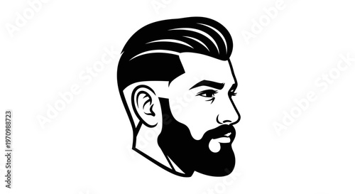 Stylish man with beard and modern haircut in profile