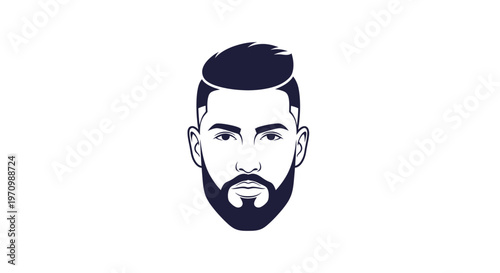 Stylish bearded man head illustration with modern haircut