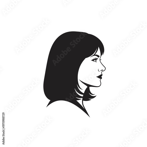 Stylish woman profile portrait with elegant bob hairstyle