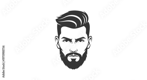 Stylish bearded man head icon with modern haircut