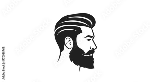 Stylish man's head profile with beard and modern haircut