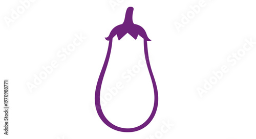 Simple purple eggplant outline icon on white background