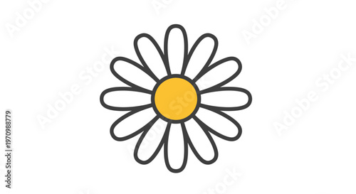 Simple outline daisy flower icon with yellow center