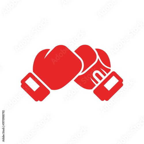 Red boxing gloves facing each other for a fight or sport