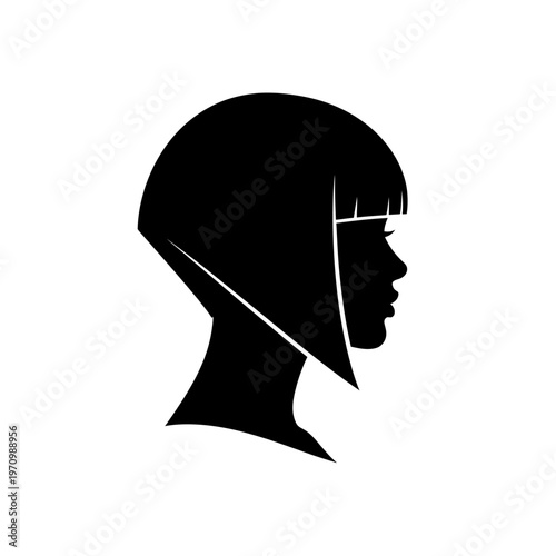 Modern female profile silhouette with bob hairstyle