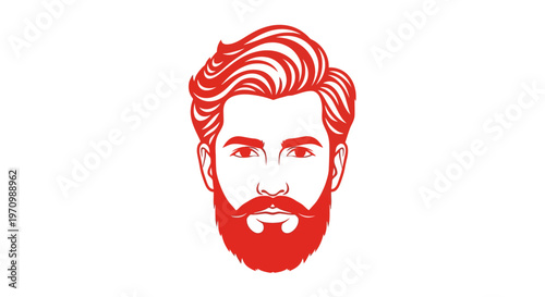Minimalist red bearded man head icon design