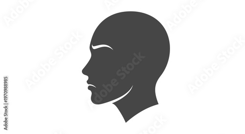 Minimalist human head profile silhouette icon on white background