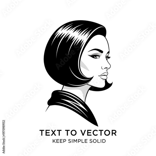 Elegant woman profile illustration with classic bob hairstyle