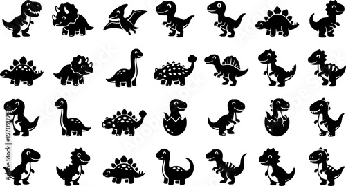 Kid-friendly dinosaur icons: cute and simple dinosaur illustrations for children
