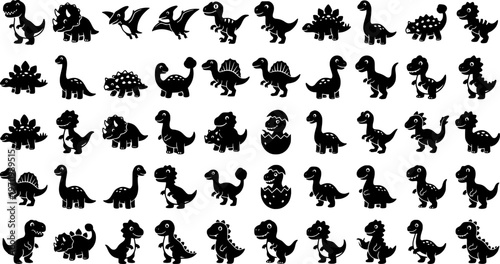 Kid-friendly dinosaur icons: cute and simple dinosaur illustrations for children
