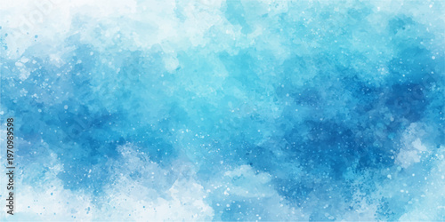 Abstract a tranquil watercolor composition, featuring ethereal clouds in varying shades of blue, evocative of a serene sky or ocean.