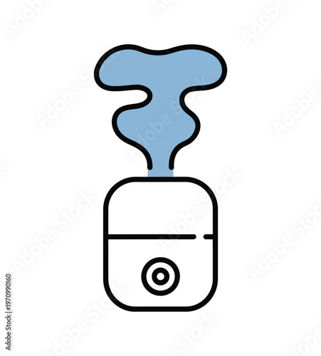 A simple icon of a humidifier with steam rising