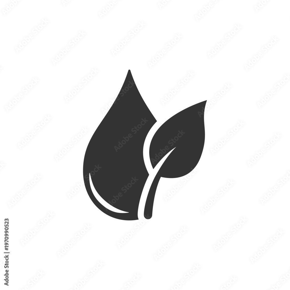 Fototapeta premium Water drop and leaf icon symbolizing nature conservation and sustainability