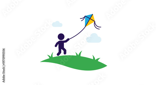 Child Playing with Colorful Kite Outdoors.