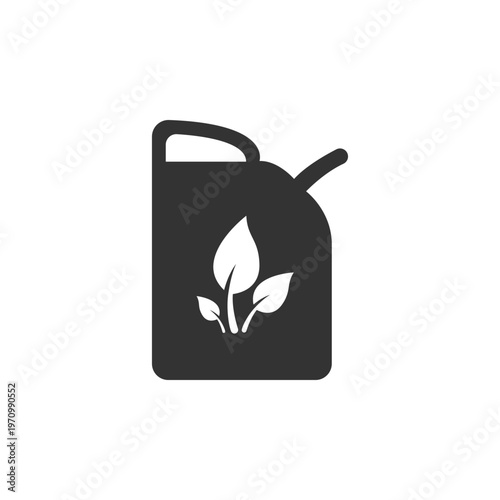 Bio fuel container icon with plant symbol representing renewable energy