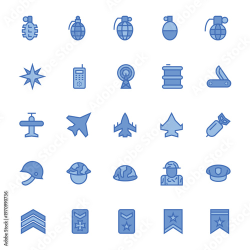 Filled Color Outline icons for Army & Military