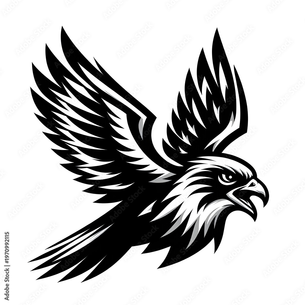Fototapeta premium Falcon Predator Black and White Emblem Logo