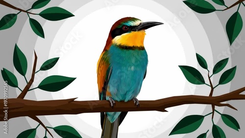 A vibrant Migratory Bird Day celebration featuring a stunning 4k video of a colorful bee-eater bird, highlighting the beauty of migrating birds around the World