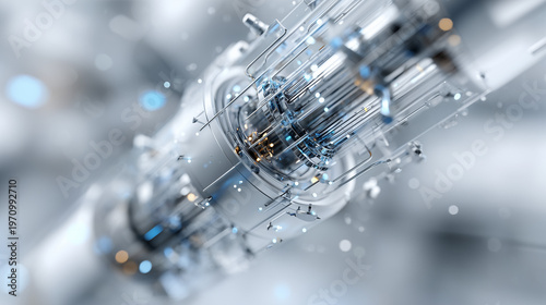 Ultra Detailed Internal View of Quantum Computer Core with Layered Circuits and Glowing Nodes

