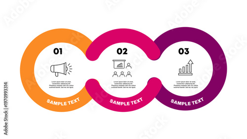Timeline infographic design with circle for business template. Business concept with 3 options and parts. Vector editable
