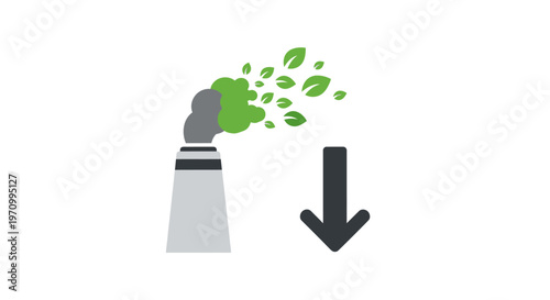 Factory pipe emitting green leaves downward.