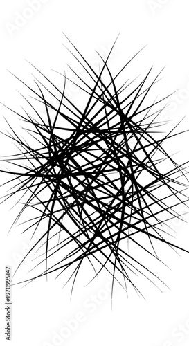 Black lines tangled messy abstract.