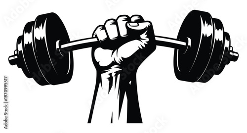 Powerful silhouette of a hand gripping a barbell a symbol of strength fitness and determination in weightlifting