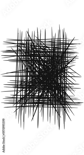 Black lines crossing chaotic grid pattern.