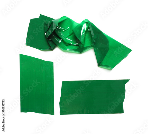 Strips of green adhesive ta...