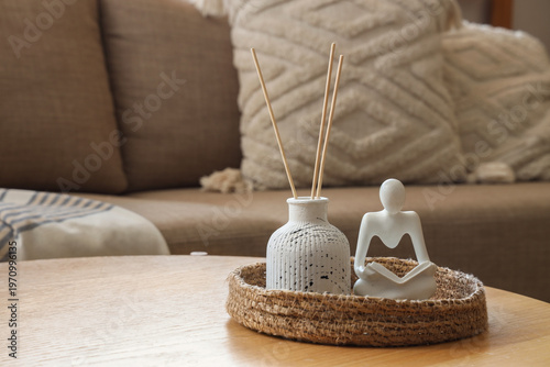Rattan tray with reed diffu...