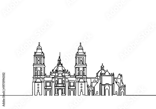 Mexico City Metropolitan Cathedral Monoline Architecture Skyline