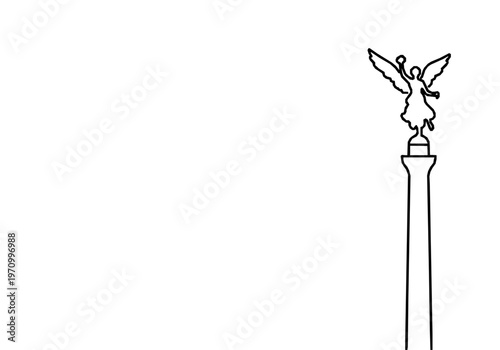 Mexico City Angel of Independence Monoline Monument Skyline