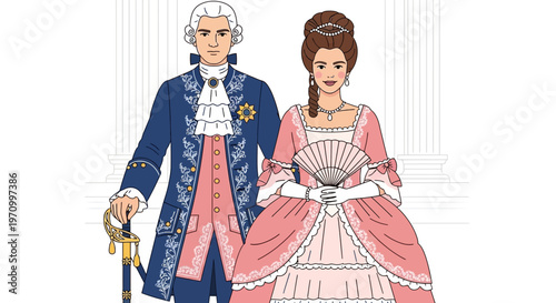 18th Century Aristocratic Couple in Period Costume