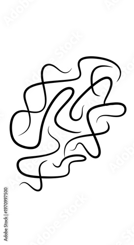 Black Squiggly Lines Abstract Art.