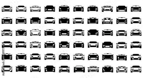 Collection of Silhouetted Sports Cars and Sedans.