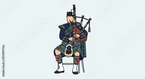 Scottish Bagpiper Playing Traditional Instrument