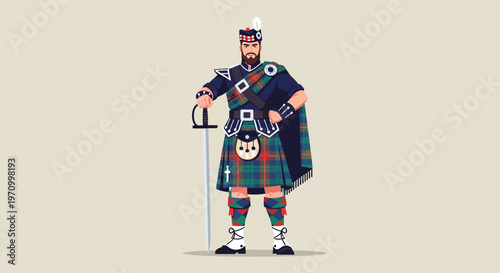 Scottish Highlander Warrior with Sword